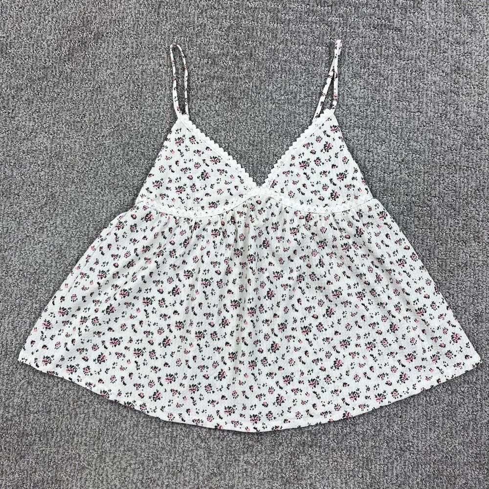 Frankee Skylarr Babydoll Top Womens XL White Floral Lace Coquette Boho Cottage
